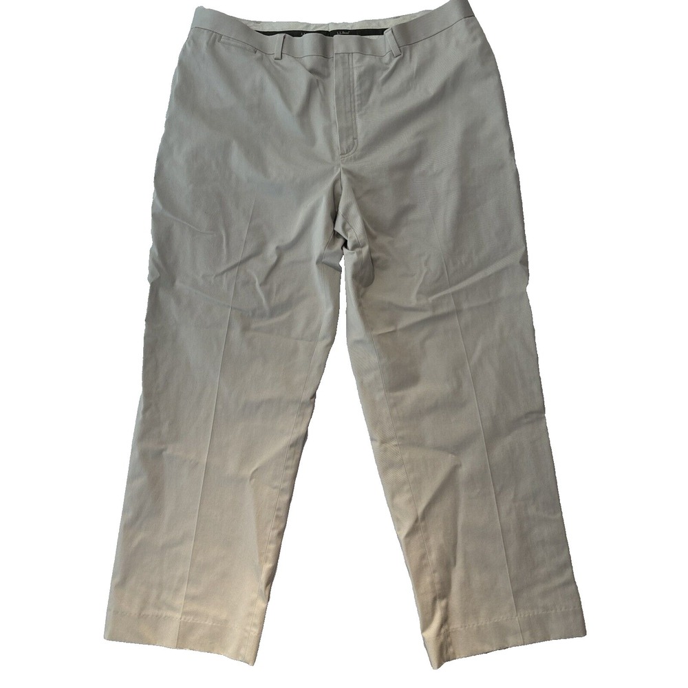 LL Bean Classic Fit Chino Pants Mens 46x31 Khaki Tan 100% Cotton Twill 262551